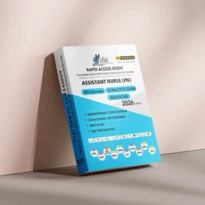 Assistant Nurse Prometric exam preparation book 2026 by Rapid Access Guide, featuring nursing assistant MCQs, practice exams, updated explanations, and coverage for DHA, MOH, DOH HAAD, DHCC, OMSB, SCFHS, QCHP, and NHRA