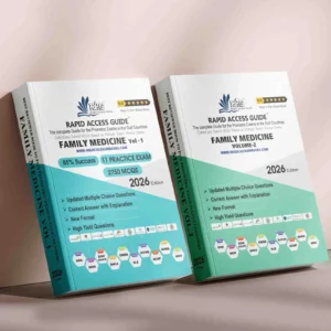Family Medicine Prometric exam preparation book 2026 by Rapid Access Guide, featuring family medicine MCQs, practice exams, updated explanations, and coverage for DHA, MOH, DOH HAAD, DHCC, OMSB, SCFHS, QCHP, and NHRA