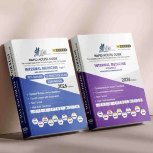 Internal Medicine Prometric exam preparation book 2026 by Rapid Access Guide, featuring internal medicine MCQs, practice exams, updated explanations, and coverage for DHA, MOH, DOH HAAD, DHCC, OMSB, SCFHS, QCHP, and NHRA