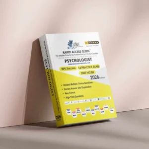 Psychologist Prometric exam preparation book 2026 by Rapid Access Guide, featuring psychology MCQs, practice exams, updated explanations, and coverage for DHA, MOH, DOH HAAD, DHCC, OMSB, SCFHS, QCHP, and NHRA