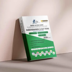 Radiographer X-Ray Technician Prometric exam preparation book 2026 by Rapid Access Guide, featuring radiography MCQs, practice exams, updated explanations, and coverage for DHA, MOH, DOH HAAD, DHCC, OMSB, SCFHS, QCHP, and NHRA
